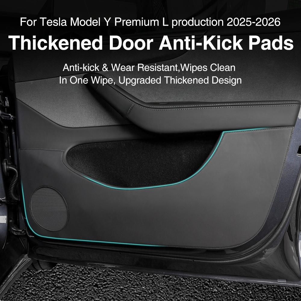 Heenvn For Tesla Model Y L 2025-2026 Car Door Anti-Kick Pads Leather Side Door Panel Protector Anti-scratch Interior Decoration