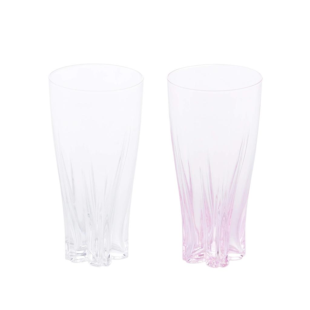 Hyaku Percent Beer Glass Red and White 380cc SAKURASAKU Glass Set of 2 (100%) [Sakurasaku Glass] SG-01PP