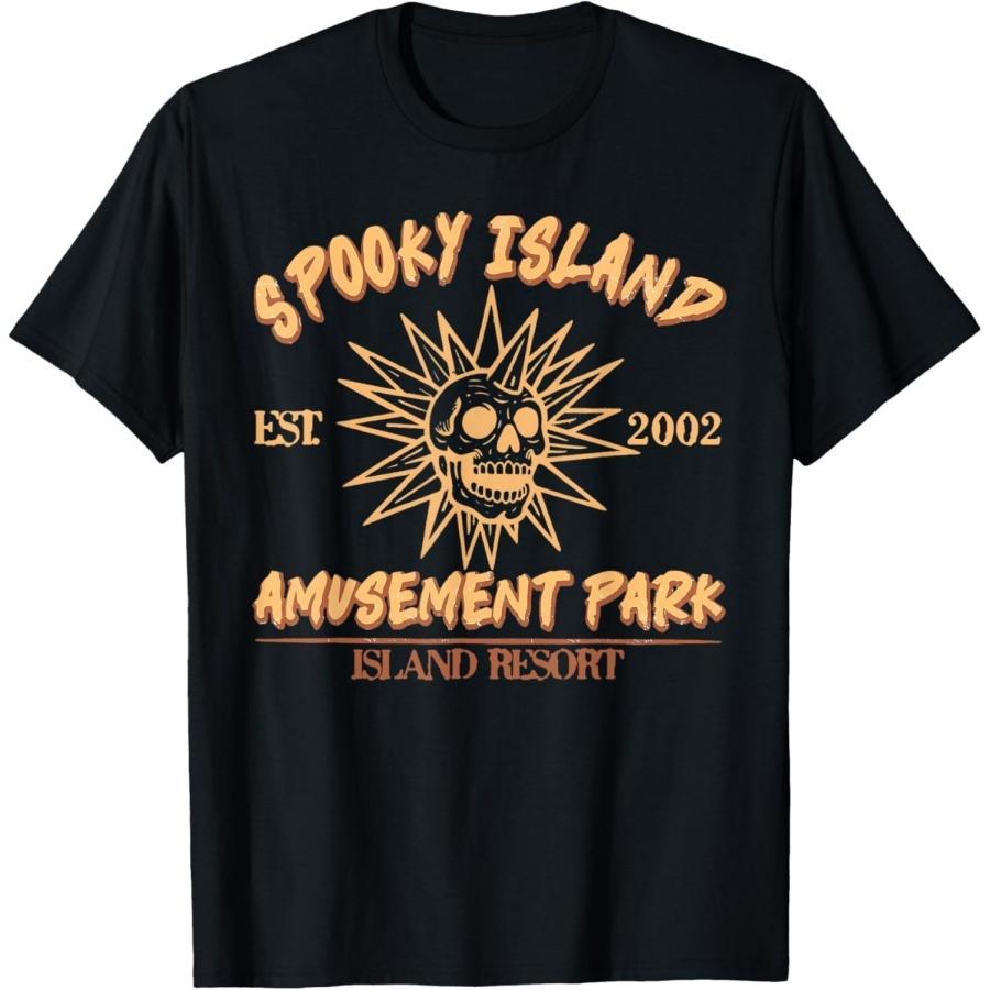 ZisZor Spooky Island Est 2002 Amusement Park Skull Halloween Funny T-Shirt XXXXXL чёрный