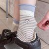 Süße knochenlose Socken für Kinder, mittellange Socken, Socken mit kleinem Bären aus reiner Baumwolle, gestreifte lange Socken, Frühling und Herbst Stil, Schulmode