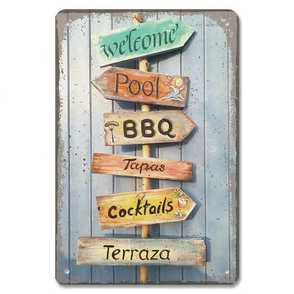 Welcome Metal Tin Signs Plaque Wall Decoration Vintage Art Posters Iron Painting for Man Cave Home Cafe Garden Garage Club Bar