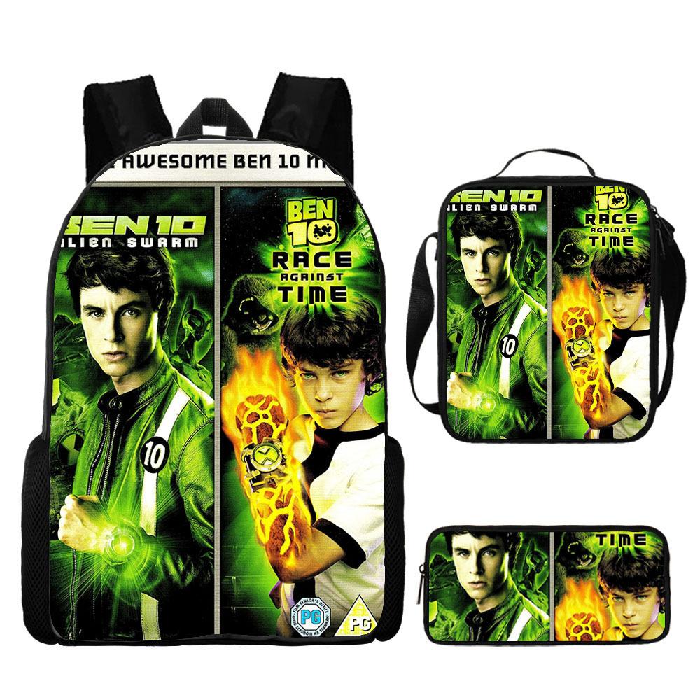Less Hacker Backpack Ben 10 Student School Bag Anime Cartoon Backpack Lunch Bag Satchel Pencil Case