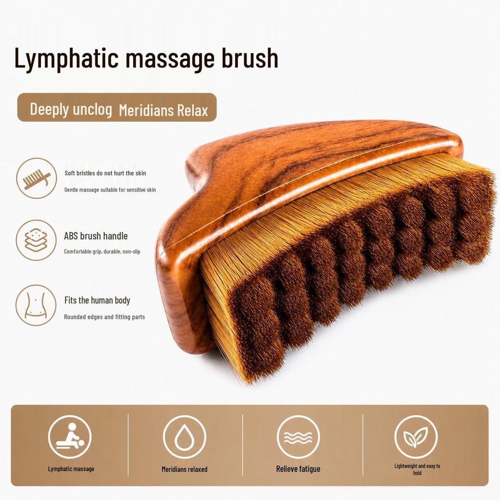 Lymphatic Contour Face Brush - Faux Wood Gua Sha Tool