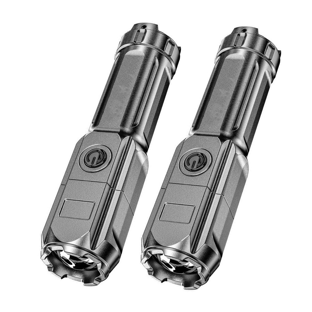 Tragbare LED-Taschenlampe ABS Starke Lichtfokussierung Taschenlampe USB-wiederaufladbar Outdoor Haus Starke Lichtstrahler Wasserdicht