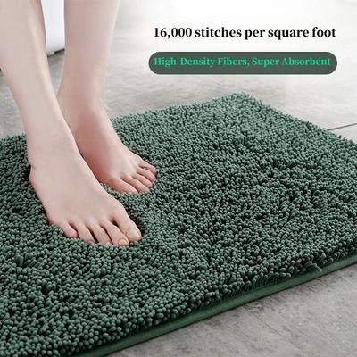 1 PCS Bathroom Rug Mat Non Slip Quick Dry Bath Mats Extra Thick and Super Absorbent Bath Rugs Microfiber Chenille Shower Carpet