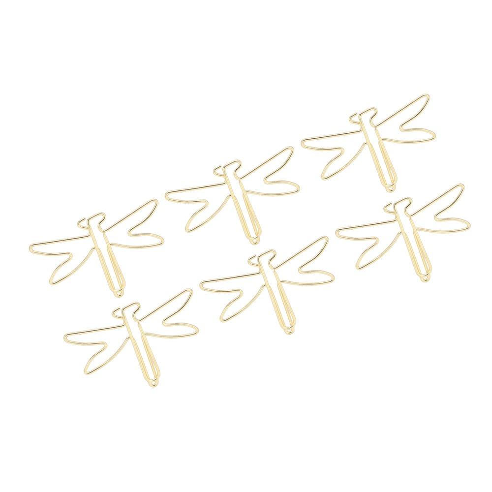 100Pcs Gold Paper Clips Dragonfly Shape Jumbo Wide Clips Large Cute Paperclips Photo Clips