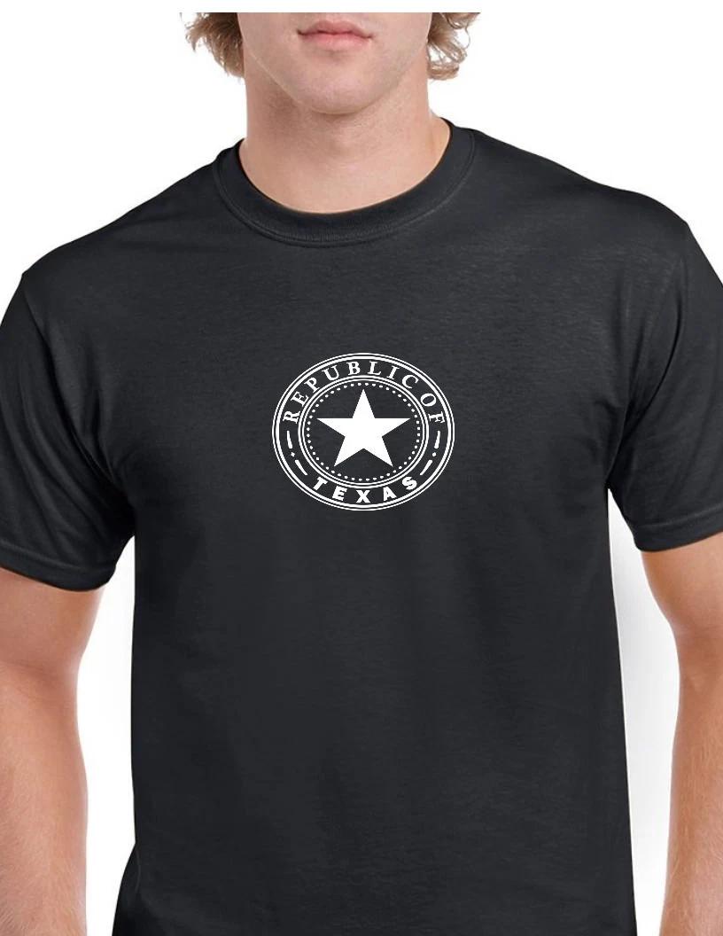 White Seal Republic of Texas Black Cotton T-Shirt Lone Star State Shirt S-5XL S