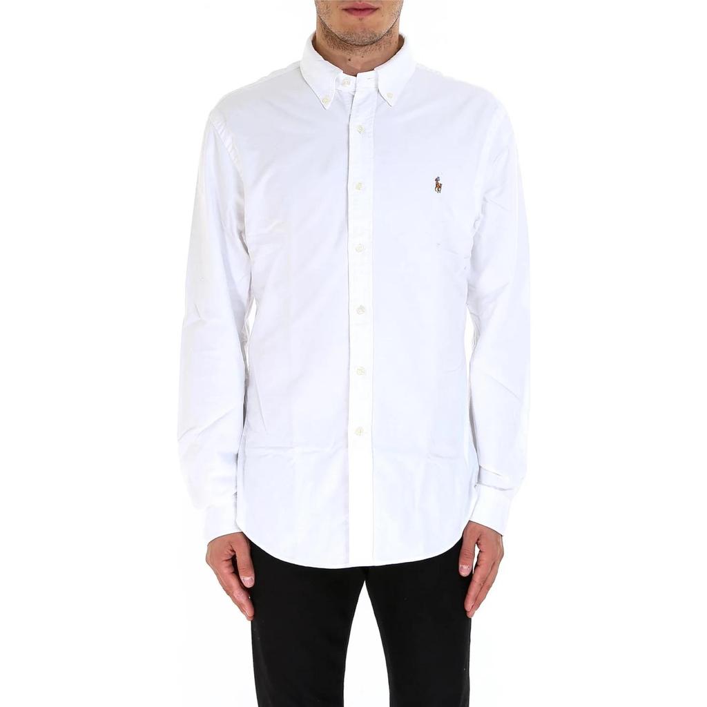 Polo Ralph Lauren Embroidered Colorful Logo Slim Fit Cotton Long Sleeve Shirt Men shirts White 710549084006BSRWHITE