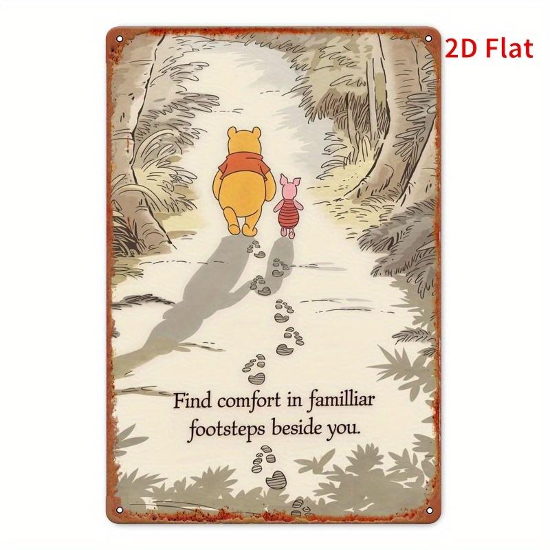 

2D Плоский Эффект 1 шт. Классическая Железная Настенная Табличка, 20,32x30,48 см, с Дизайном Винни-Пуха и Пятачка, и Найди утешение в 20x30cm（7.8x11.8inch）