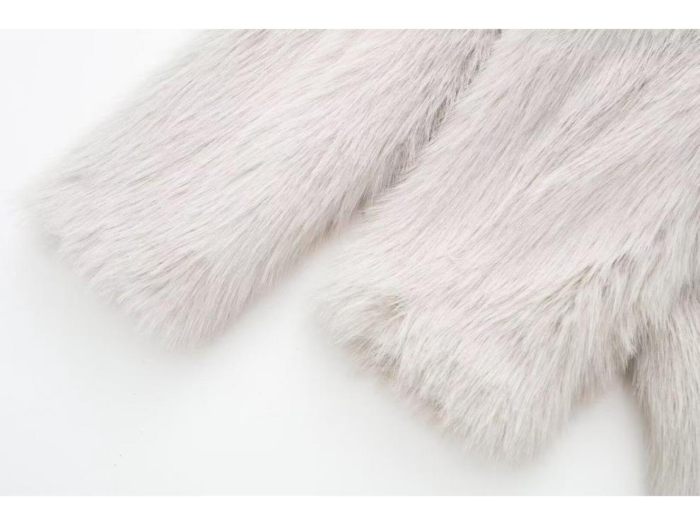 European & American Women's Faux Fur Effect Coat - Autumn Collection 9120084