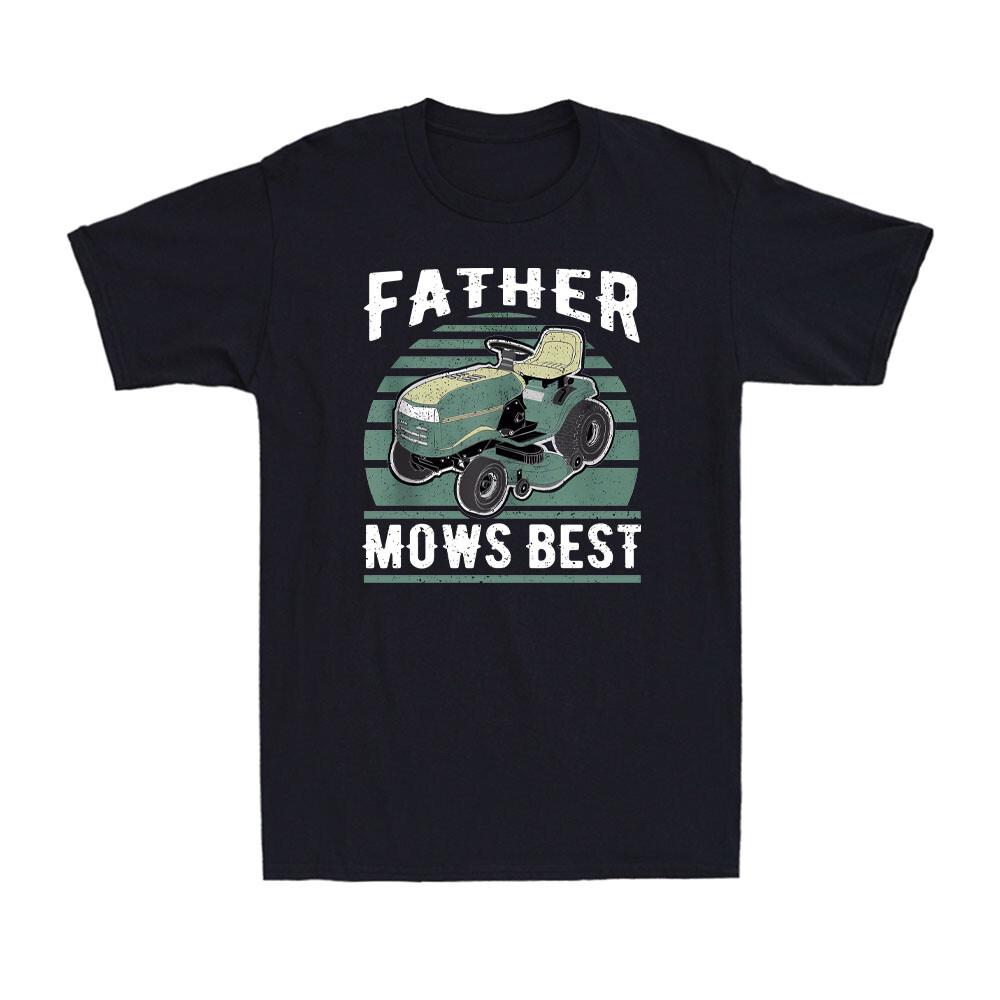 Father Mows Best Funny Riding Mower Retro Mowing Dad Gift Vintage Men T-shirt S