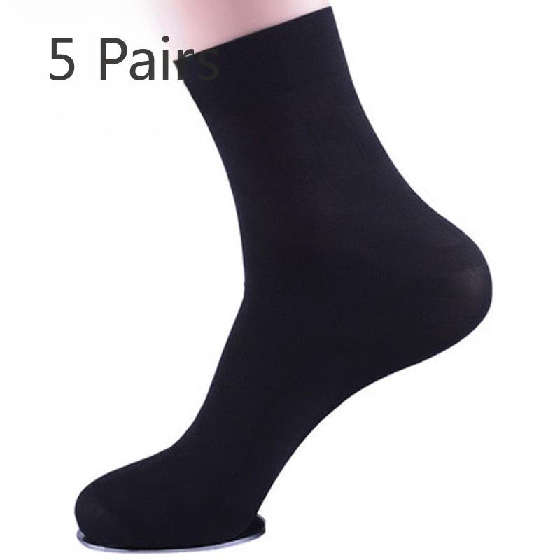5 Pairs of Men's Summer Thin Business Breathable Mid Calf Stockings
