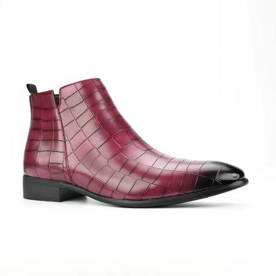Men Ankle Boot High Heel Genuine Leather Men'S Fashion Pointed Toe Dress Wedding Male Shoes Side Zipper Basic Boots For Men