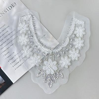 Mesh Heavy Industry Embroidery Bead Sequins Flower Lace Front Piece Collar Flower Diy Handmade Accessories Decorative Cloth Stickers Accessories