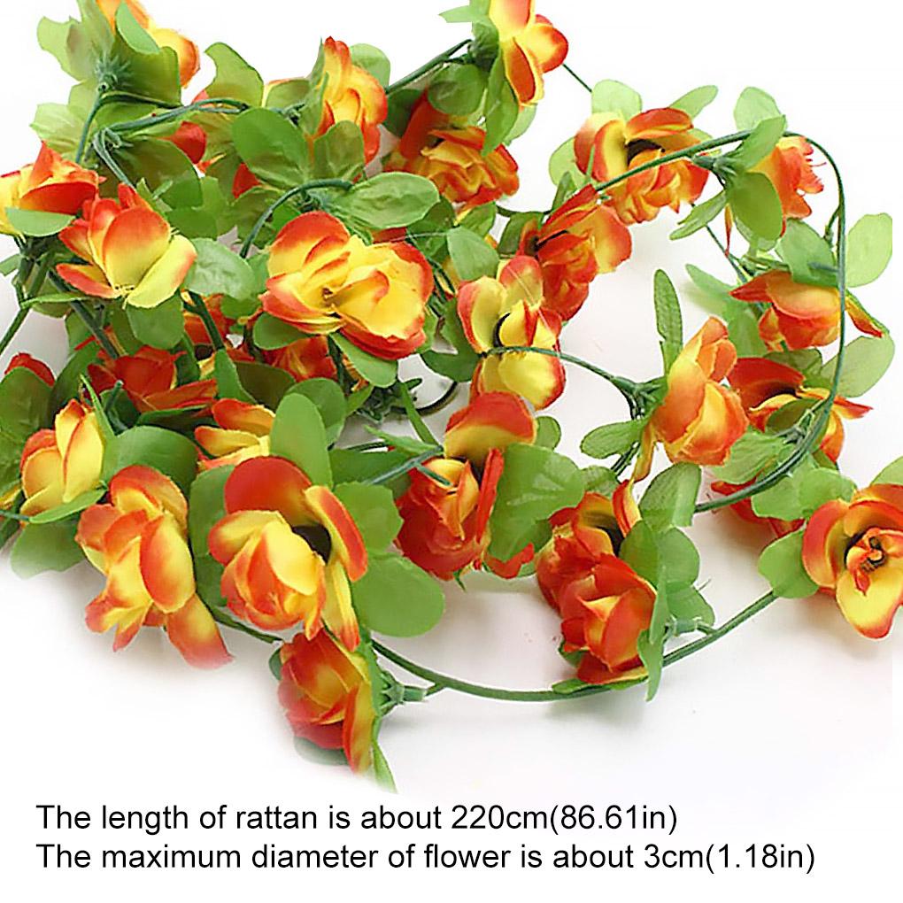 2Pcs Artficial Small Rose Flower Hanging Vine Plant Decoration for Wedding