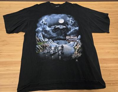 Vintage Sturgis Shirt Mens Black 2001 Black Hills Rally Double Sided Biker 00s