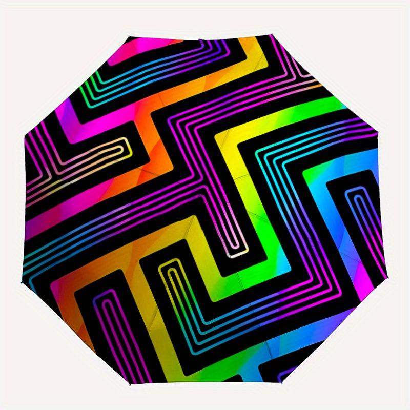 

1pc Abstract Rainbow Lines Automatic Open, Sturdy Iron Frame, Compact Folding Design, All-Season Portable Umbrella for Women & Men yy250801064