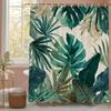 Tropical Green Leaves Monstera Pattern Shower Curtain, Bathroom Decorative Shower Curtain, Print Polyester Curtain With Hooks