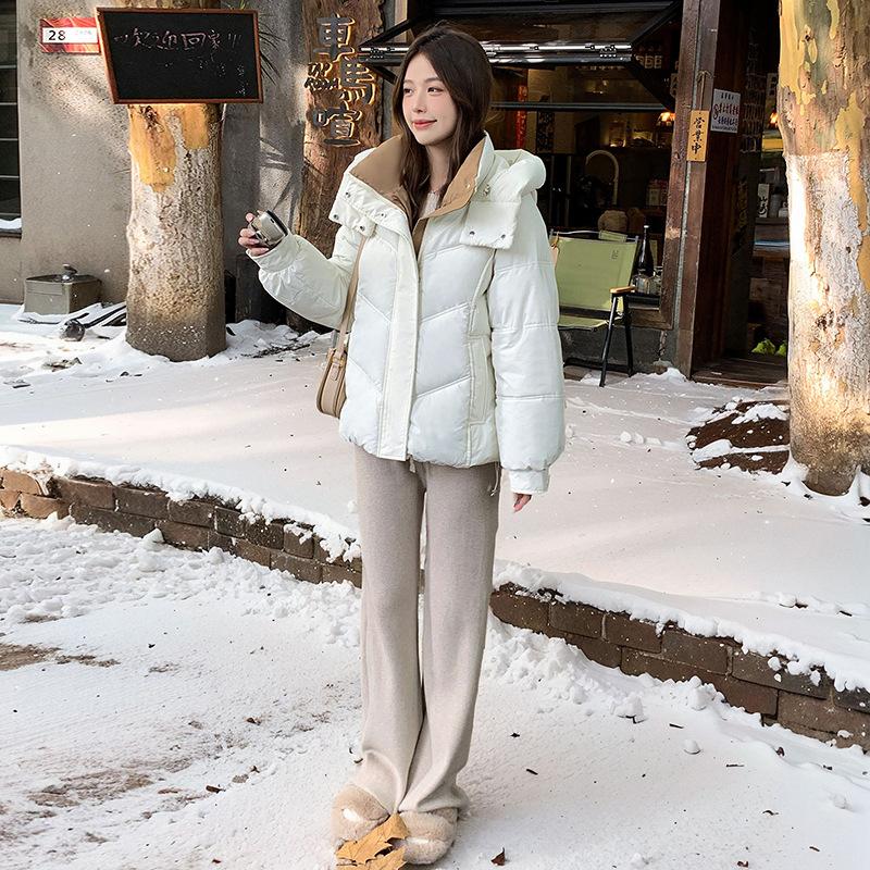 Hooded down cotton jacket women's winter cotton jacket 2025 short new padded jacket loose thickened warm bread jacket jacket