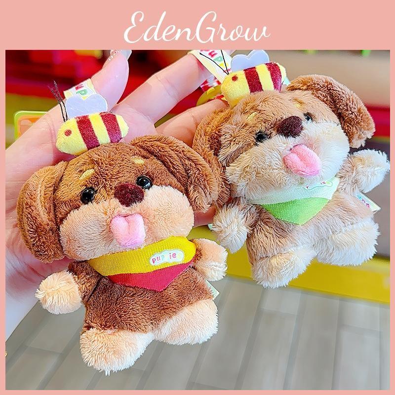 Dachshund Rolled Dog Tongue Bee Design Cute Plush Pendant Keyring Decoration