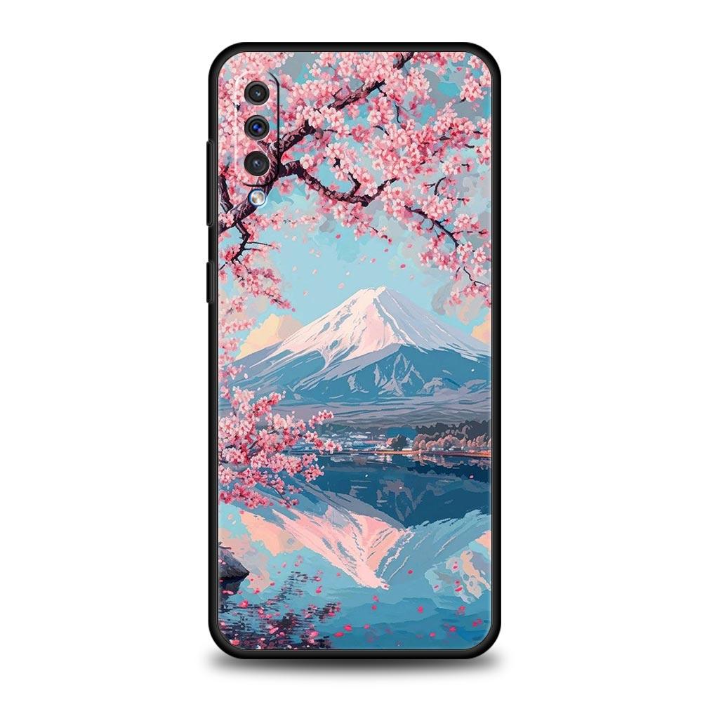 Japan Mount Fuji Malerei Kirschblüte Handyhülle Für Samsung A56 A36 A26 A34 A17 A16 A06 A14 A12 A54 A72 A52 A50 A40 A32 Abdeckung
