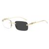 Frameless square sunglasses colored men's and women's retro leopard head metal sunglasses cheetah decorative sunglasses
