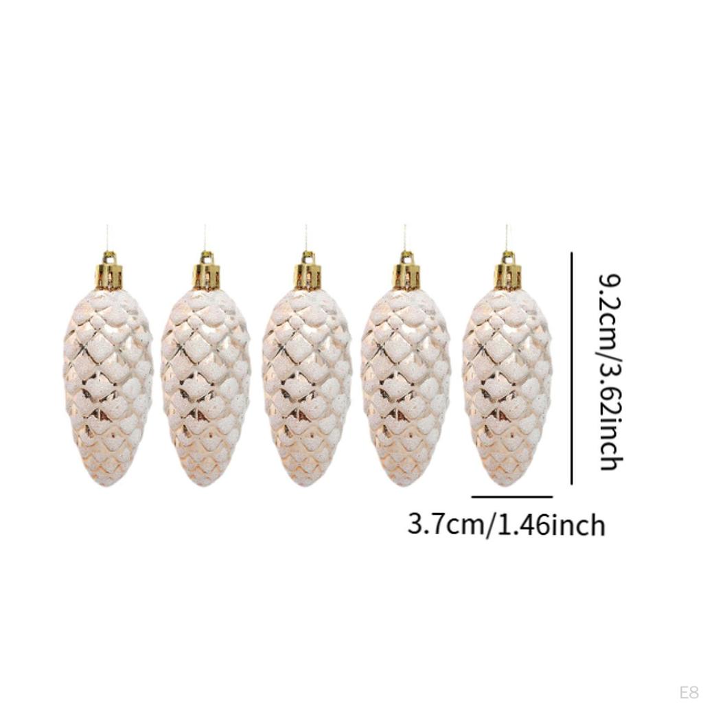 5 Pieces Christmas Tree Pinecones Ornaments Pine Cone Baubles Xmas