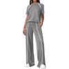 2026 Women's Round Neck Ribbed Casual Hoodie and Pants Set