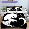 3-teiliges Yin und Yang Weißkatze und Schwarze Katze Bettbezug-Set - Weiche und Gemütliche Schlafzimmer-, Gästezimmer- und Wohnheim-Dekorative Bettwäsche 3-teiliges Set 1 Bettbezug