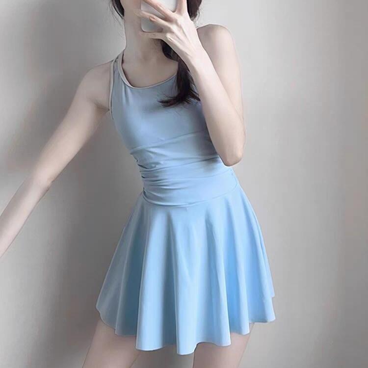 Costume da bagno intero a gonna di alta gamma conservativo da donna - Snellente e coprente
