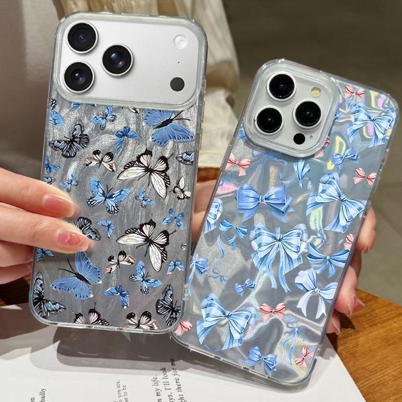 Small Case For iPhone 17 Air 16e 16 15 14 Pro Max 13 17 Pro Max Shockproof Colorful Butterfly Pattern Hard PC Phone Cover