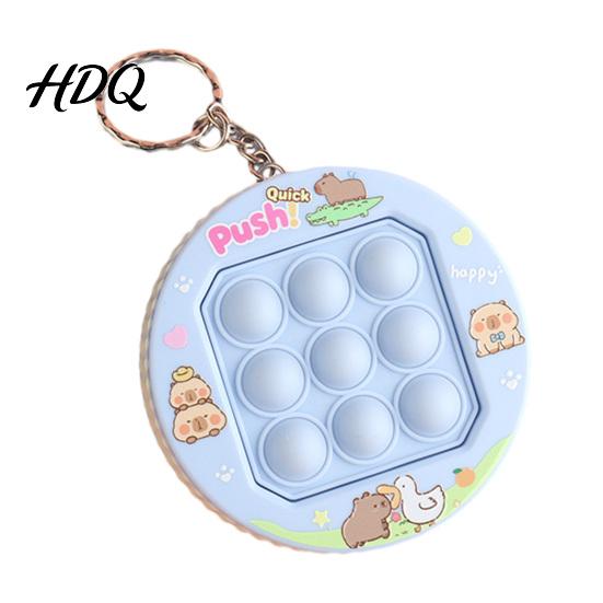 Stress Relief Keychain Push Bubble Game Console Mini Popping Fidget Toy Machine Backpack Bag Purse Charm Party Favors