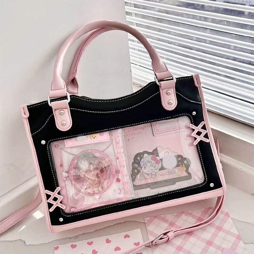 Creative Gift Transparent Cute Ita Bag PU DIY Display Shoulder Crossbody Bag Harajuku Y2K Lolita Handbag Women