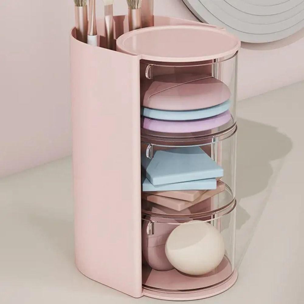 Large Capacity Jewelry Organizer Box 3-Layer Cosmetic Storage Box Makeup Brush Holder  Beauty Egg
