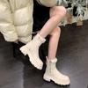 Winter New Thick-soled Side Zipper Lamb Wool Snow Boots Thickened Fleece Thick-heeled Thick-soled Martin Boots