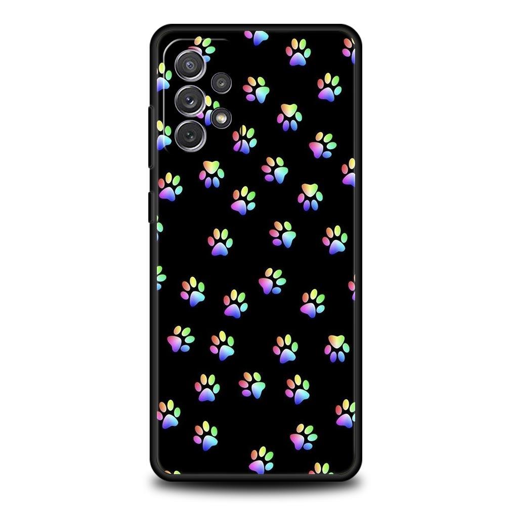 Phone Case for Samsung Galaxy A13 A15 A17 A07 A21S A22 A23 A25 A31 A73 A32 A52 A52S A41 5G Soft TPU Shell Dog Footprint Paw Cute