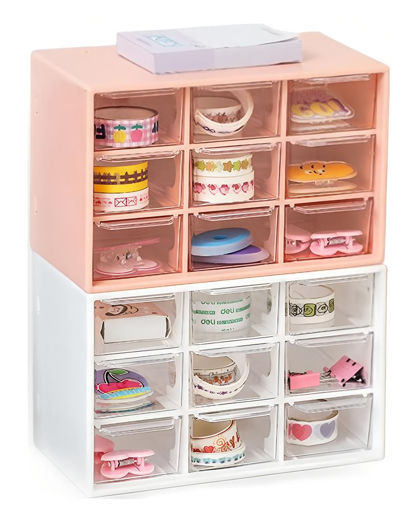 Staubdichte Aufbewahrungsbox mit 6 Fächern, farbiges Gummiband für den Schreibtisch, Haar-Accessoire, kleine Objekte, Fach mit großer Kapazität, Schubladen-Aufbewahrungsbox