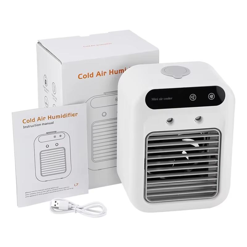 

Mini USB Portable Air Cooler Fan Rechargeable Desk Cooling Device Humidifier Personal Small Conditioner for Home Dorm Office Use білий