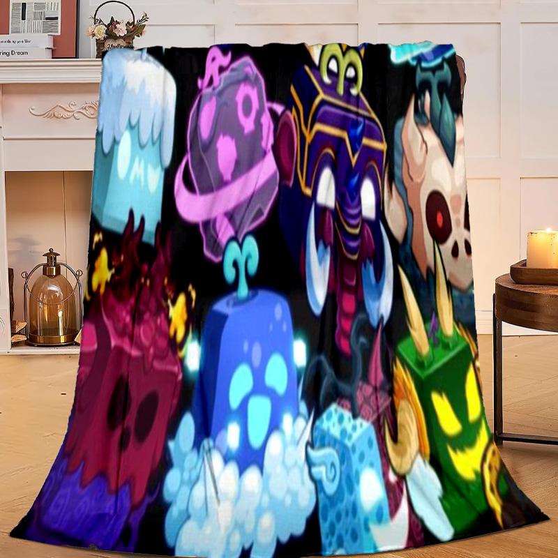 1PC Colorful Cube Creatures Flannel Blanket Gift, Suitable for Both Men And Women, Soft Ideal for Beds And Sofa, Birthday Or Christmas Gift