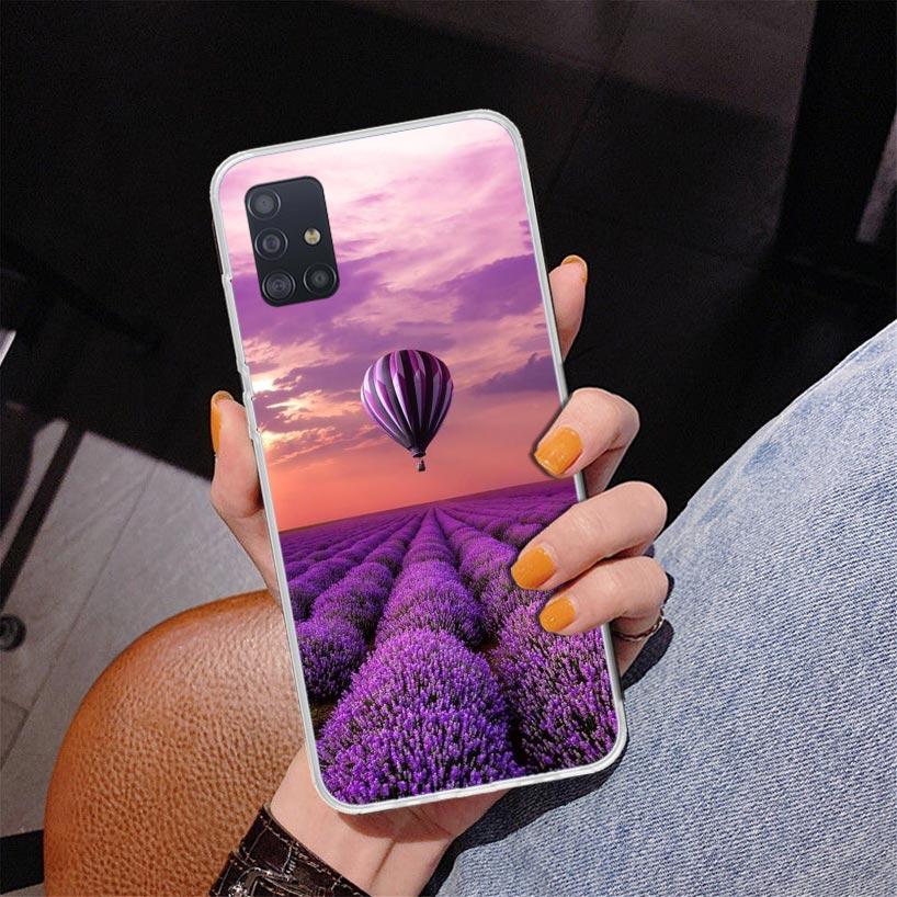 Purple Lavender Flowers Phnoe Case for Samsung Galaxy A12 A22 A32 A42 A52 A51 A50S A20S A10S A41 A31 A21S A40 A30S A20E A71 A70