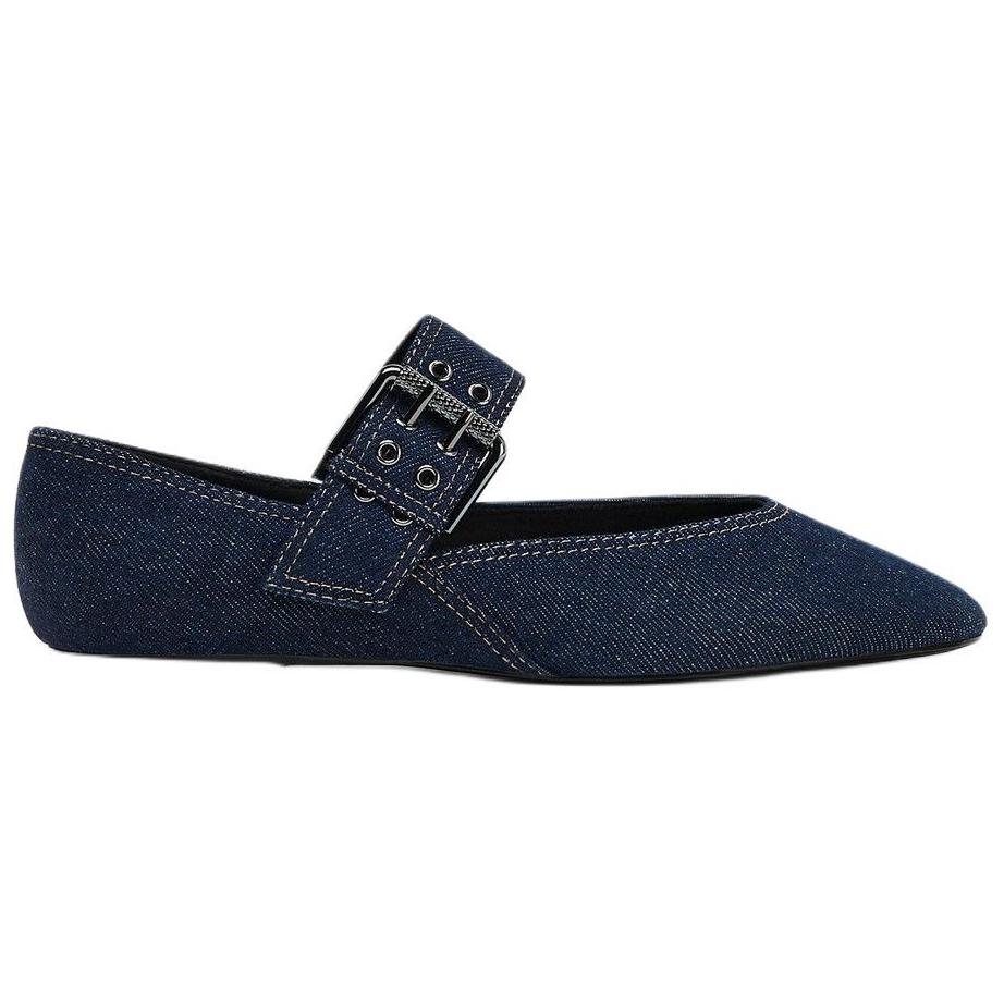 Zara Lightweight Trendy Fashion Simple Buckle Decor Denim Ballet Flat Casual Shoes Women Flats Blue 13589510-38