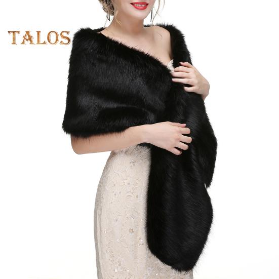 Kleid Schal Weich Strukturiert Plüsch Warm Schal Abendkleid Cheongsam Weiß Plüsch Herbst Winter Schal Wrap