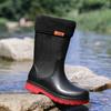 Rain shoes men's long tube medium tube waterproof water shoes rain boots wear-resistant thickened adult fashion velvet student rubber shoes