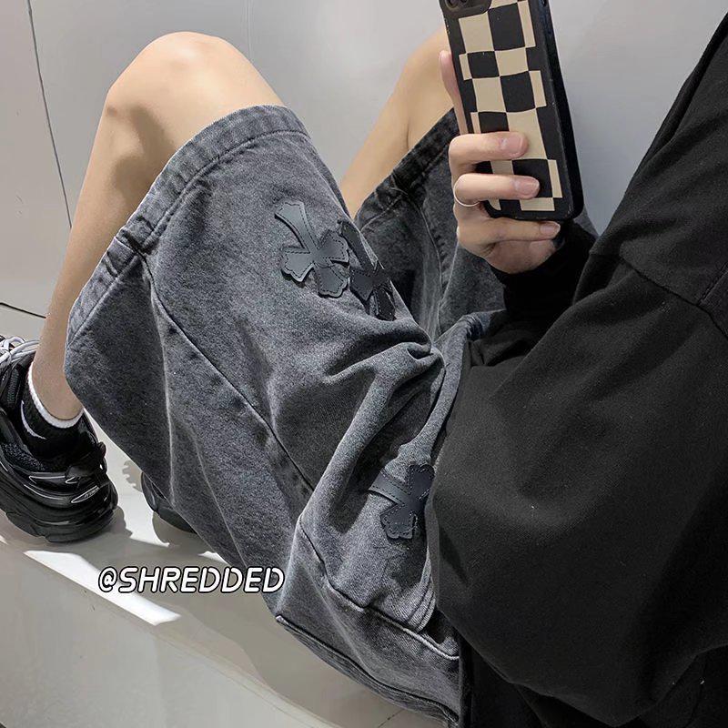 Men's 2022 New Style Summer Jeans: Handsome, Loose, Straight-Fit, Korean Casual Five-Point Shorts