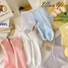 All-cotton Short Socks, Solid-color Socks, Pure Cotton Short Socks for Women, Student Sports and Casual Trendy Socks, Candy-colored Boat Socks