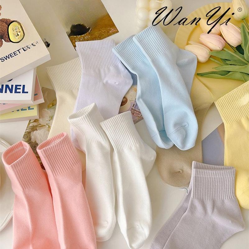 All-cotton Short Socks, Solid-color Socks, Pure Cotton Short Socks for Women, Student Sports and Casual Trendy Socks, Candy-colored Boat Socks