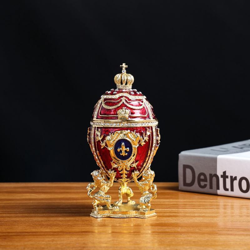 alloy Enamel Craft Crown Egg Decoration Easter decoration Egg jewelry box living room home decoration Jewelry earring storage