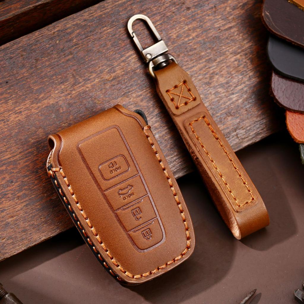 Leder Auto Schlüsselhülle Schlüsselanhänger Halter Hülle Schutz für Toyota Camry RAV4 Prius CHR Corolla Highlander Prado RAV 150 2021 2020