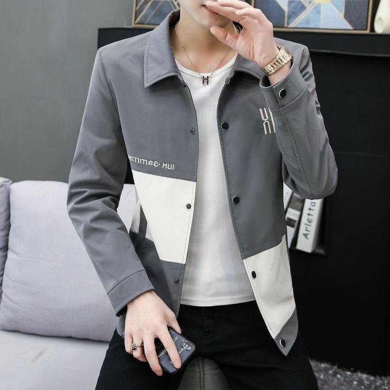 New Coat Men's Spring and Autumn Trendy Slim Korean Style Handsome Lapel Jacket Simple and Versatile Casual