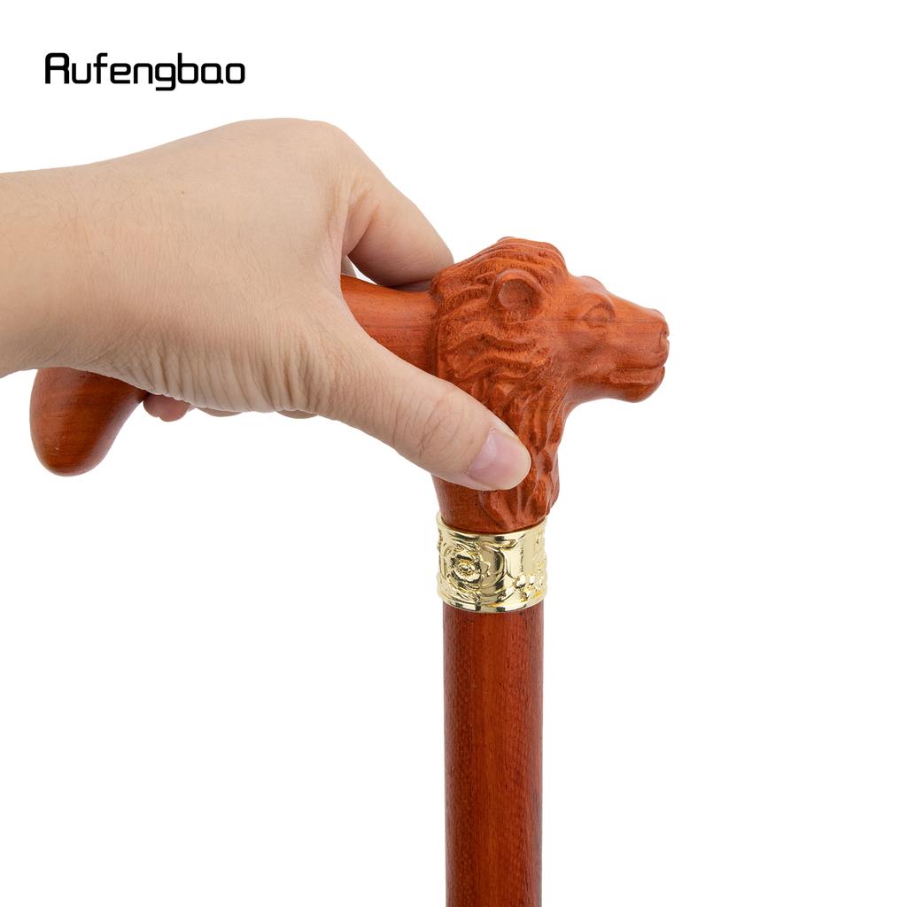Brown Red Lion Wooden Fashion Stick Decorative Vampire Cospaly Party Wood Walking Cane Halloween Mace Wand Crosier 92cm